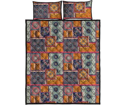 Ethnic Floral Patchwork Pattern Print Quilt Bed Set