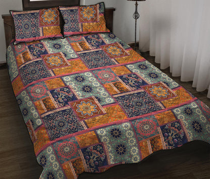 Ethnic Floral Patchwork Pattern Print Quilt Bed Set