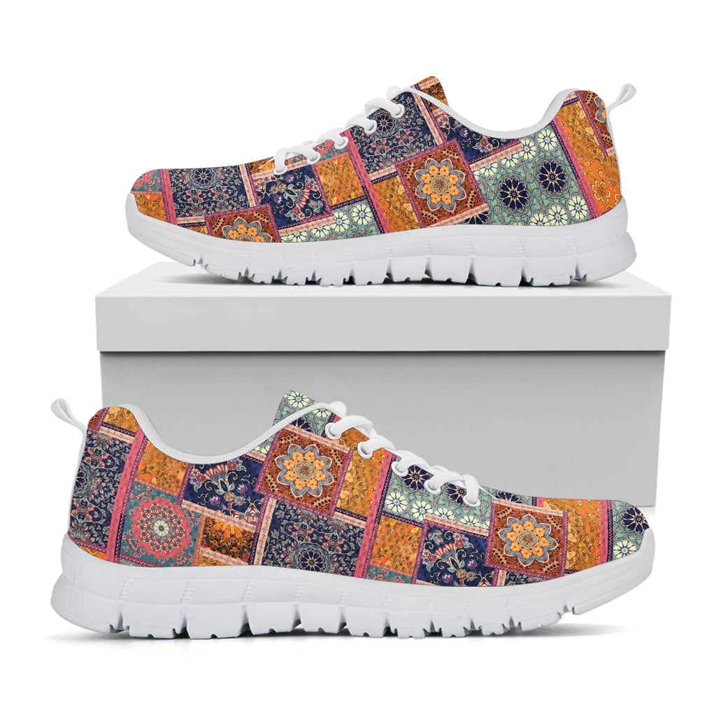 Ethnic Floral Patchwork Pattern Print White Sneakers