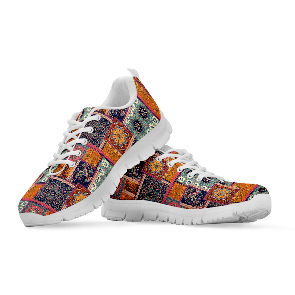 Ethnic Floral Patchwork Pattern Print White Sneakers