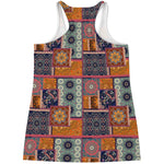 Ethnic Floral Patchwork Pattern Print Women's Racerback Tank Top