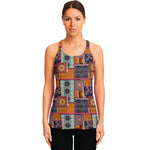Ethnic Floral Patchwork Pattern Print Women's Racerback Tank Top