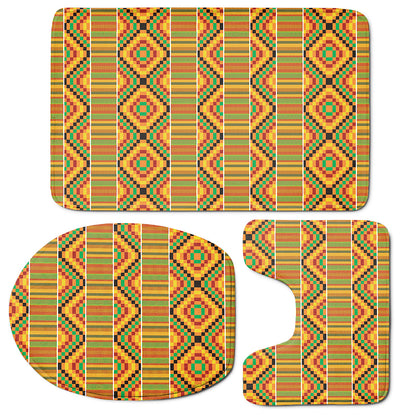 Ethnic Kente Pattern Print 3 Piece Bath Mat Set