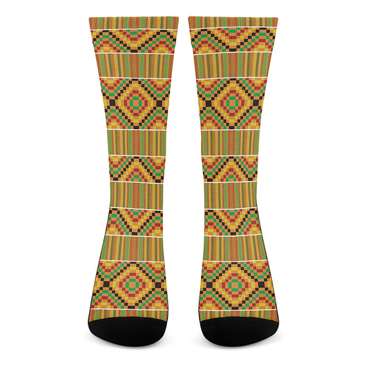 Ethnic Kente Pattern Print Crew Socks