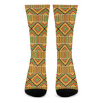 Ethnic Kente Pattern Print Crew Socks