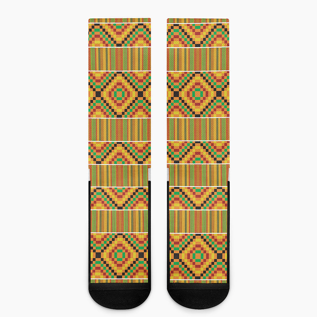 Ethnic Kente Pattern Print Crew Socks