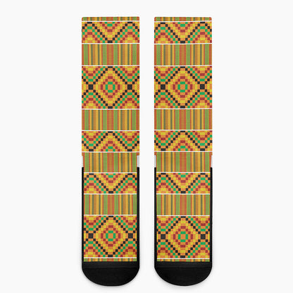 Ethnic Kente Pattern Print Crew Socks