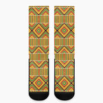 Ethnic Kente Pattern Print Crew Socks