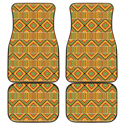Ethnic Kente Pattern Print Front and Back Car Floor Mats