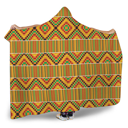 Ethnic Kente Pattern Print Hooded Blanket