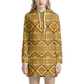 Ethnic Kente Pattern Print Pullover Hoodie Dress