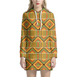 Ethnic Kente Pattern Print Hoodie Dress