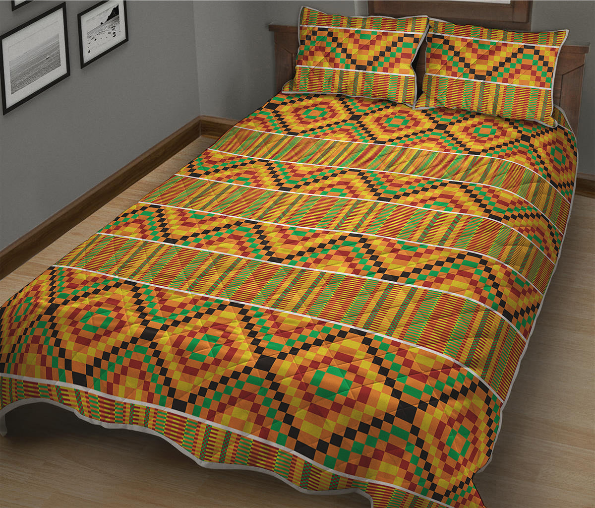 Ethnic Kente Pattern Print Quilt Bed Set
