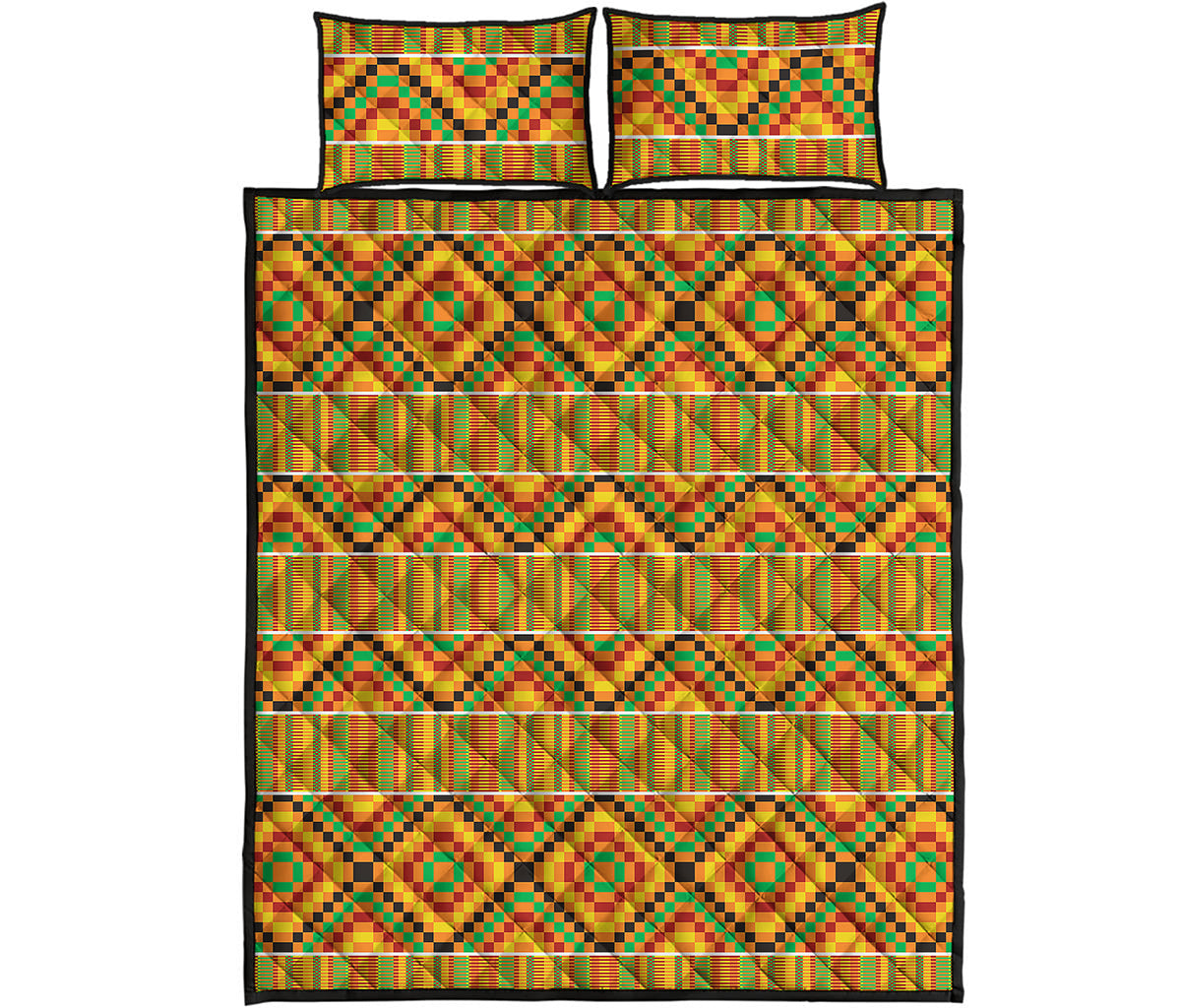 Ethnic Kente Pattern Print Quilt Bed Set