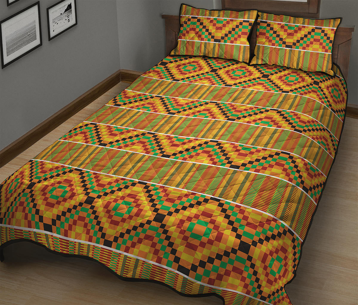 Ethnic Kente Pattern Print Quilt Bed Set