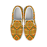 Ethnic Kente Pattern Print White Slip On Shoes