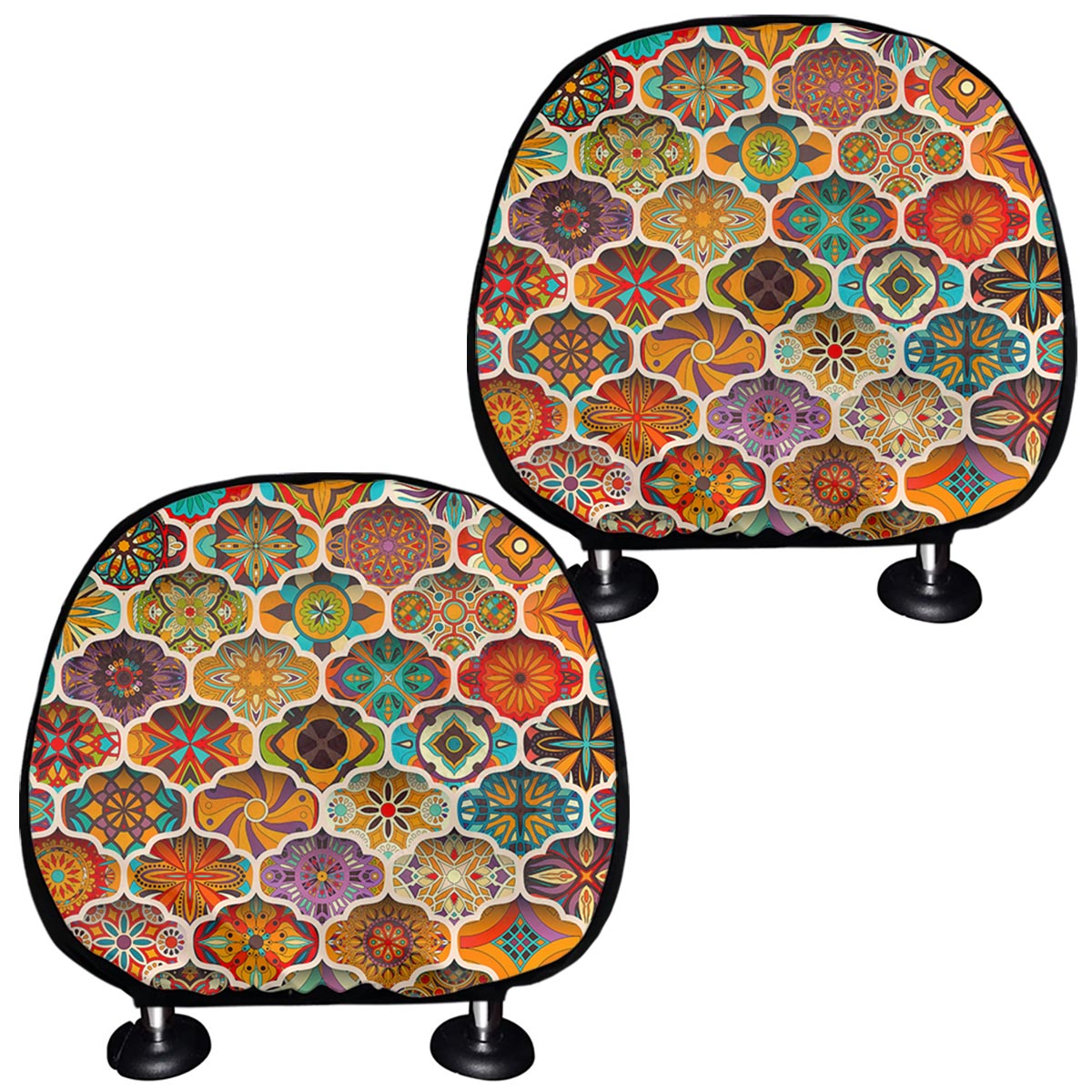 Ethnic Mandala Bohemian Pattern Print Car Headrest Covers