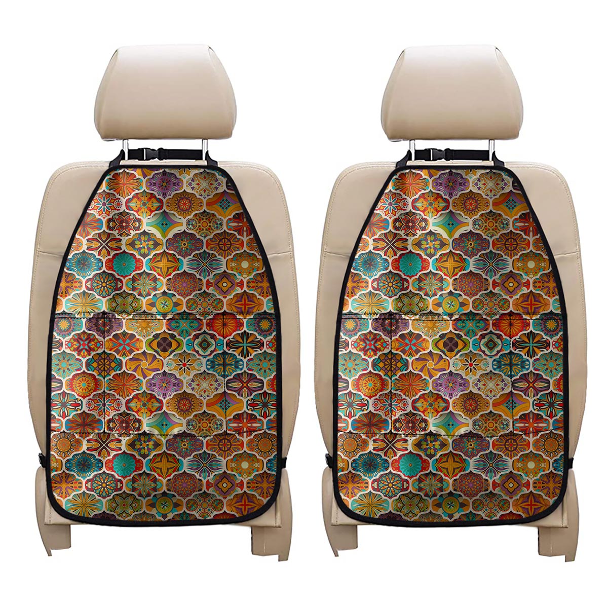 Ethnic Mandala Bohemian Pattern Print Car Seat Organizers