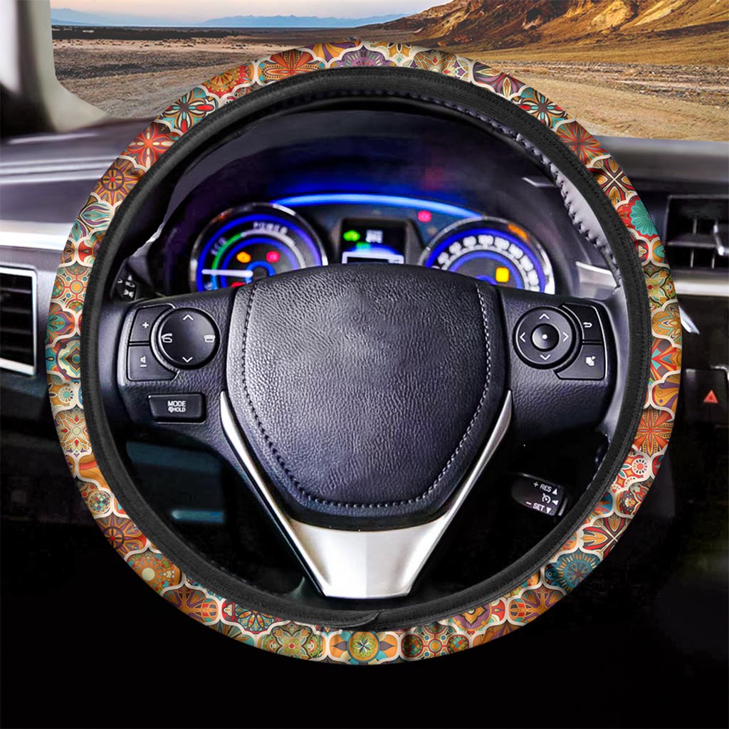 Ethnic Mandala Bohemian Pattern Print Car Steering Wheel Cover