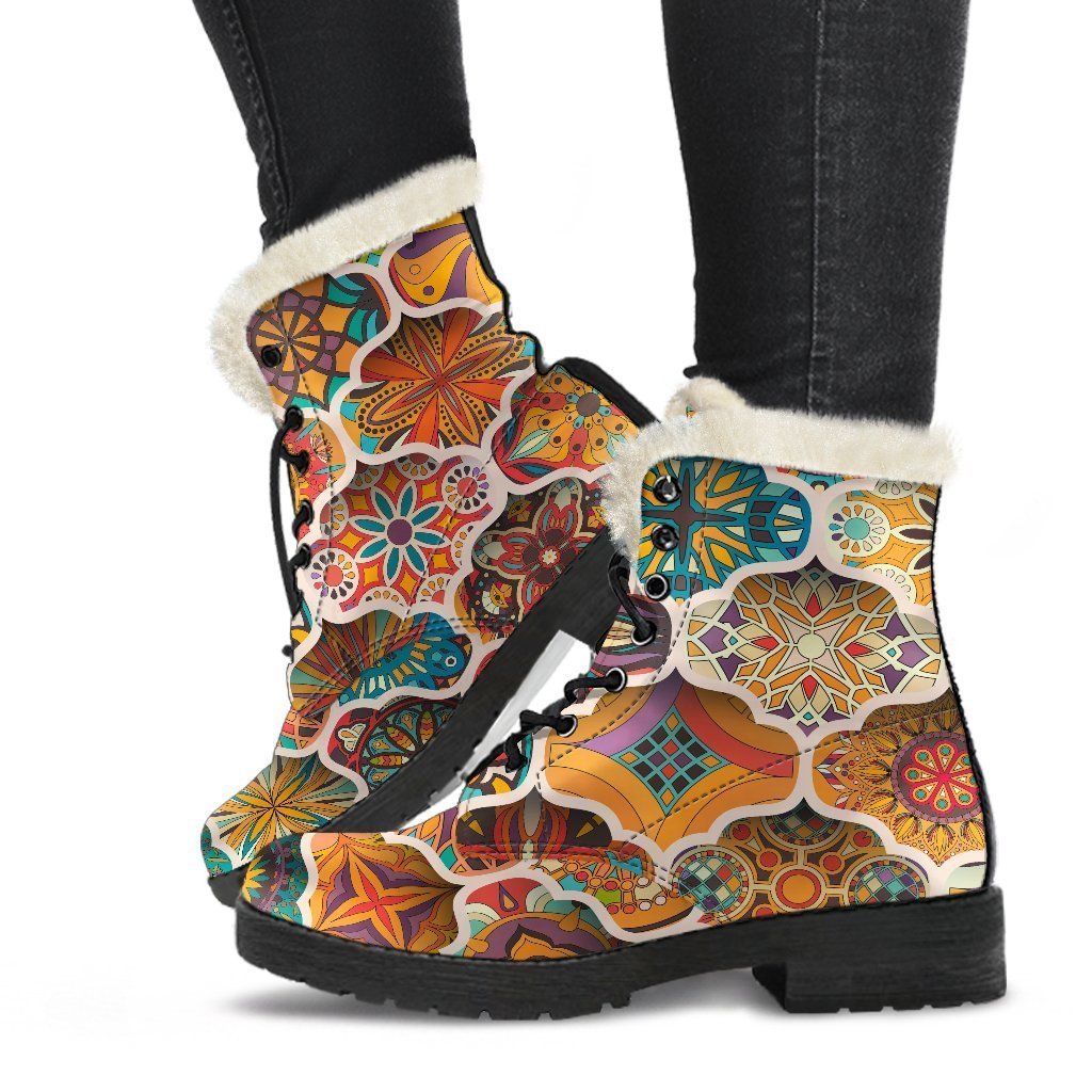 Ethnic Mandala Bohemian Pattern Print Comfy Boots GearFrost