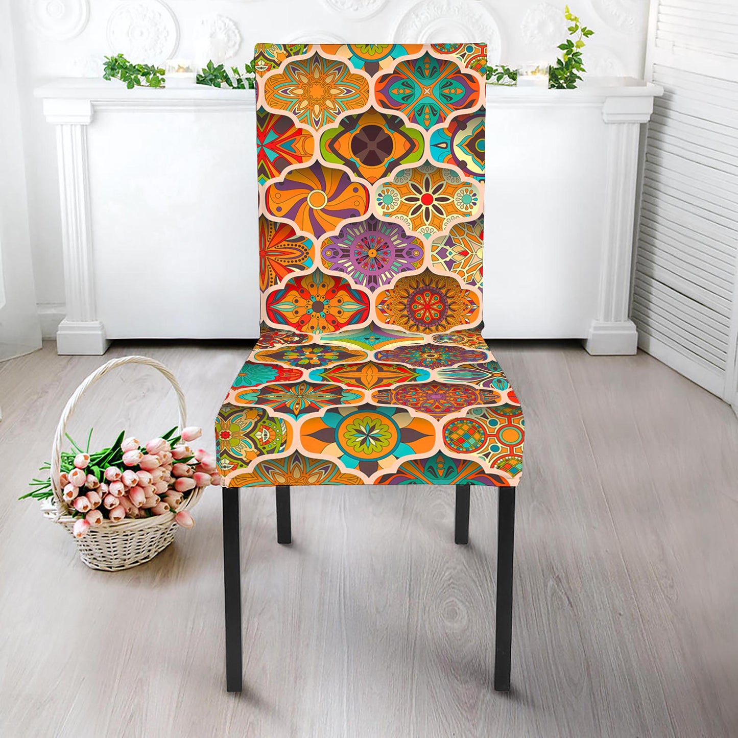 Ethnic Mandala Bohemian Pattern Print Dining Chair Slipcover