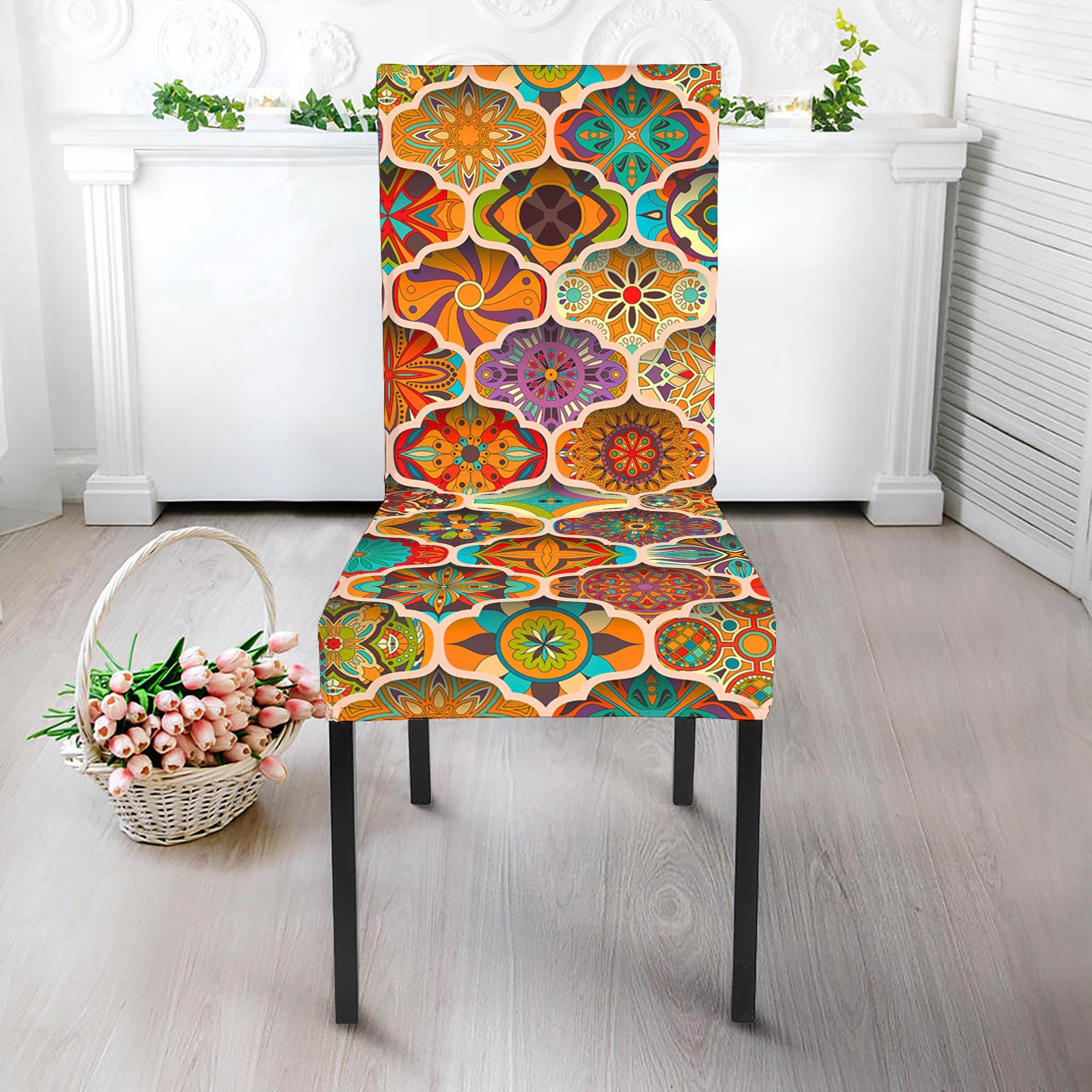 Ethnic Mandala Bohemian Pattern Print Dining Chair Slipcover