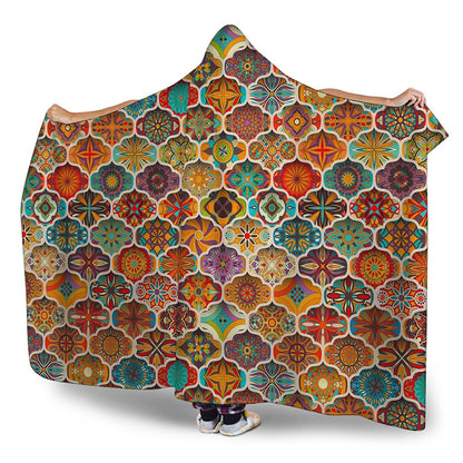 Ethnic Mandala Bohemian Pattern Print Hooded Blanket