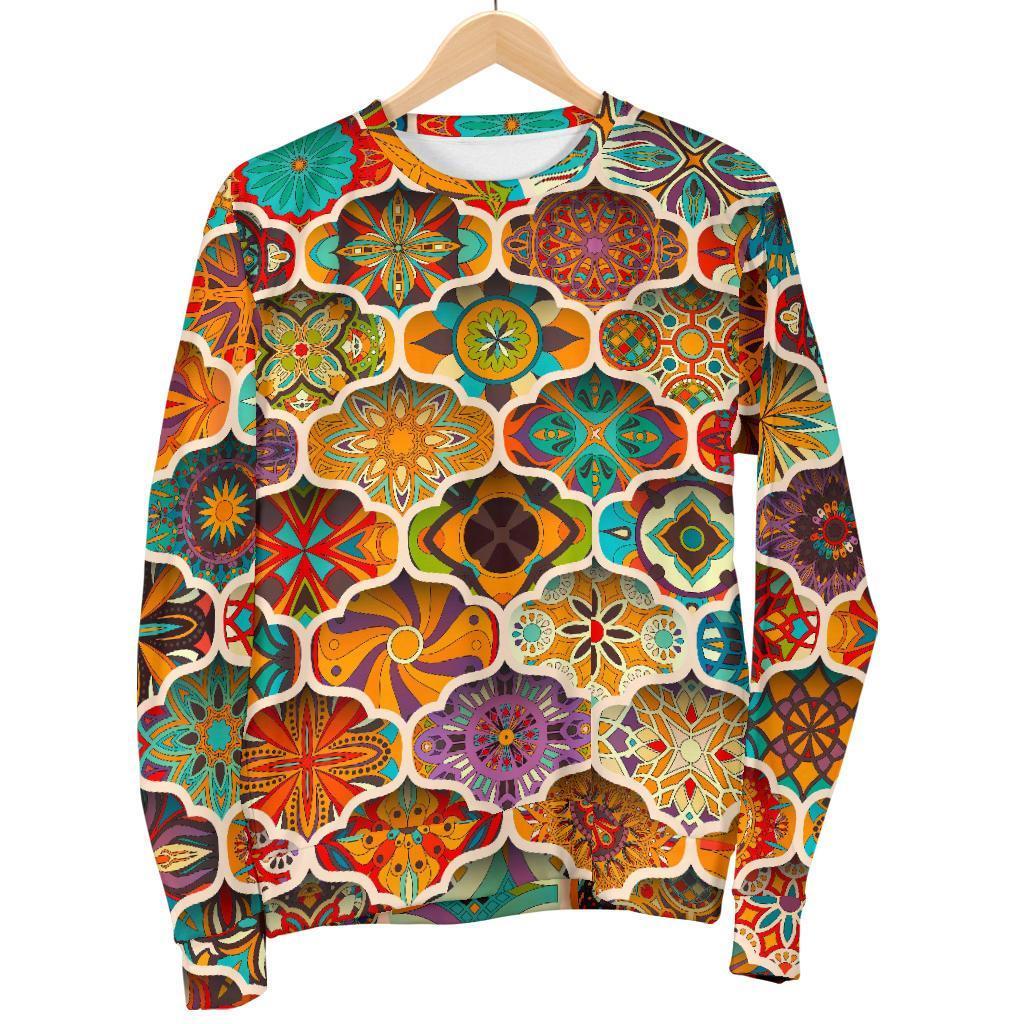 Ethnic Mandala Bohemian Pattern Print Men's Crewneck Sweatshirt GearFrost