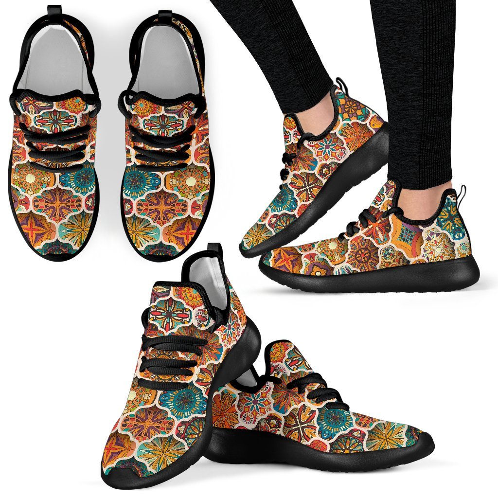 Ethnic Mandala Bohemian Pattern Print Mesh Knit Shoes GearFrost