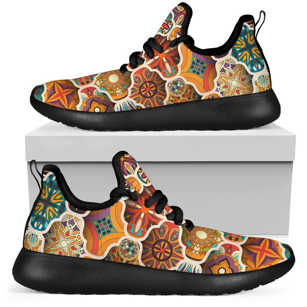 Ethnic Mandala Bohemian Pattern Print Mesh Knit Shoes GearFrost