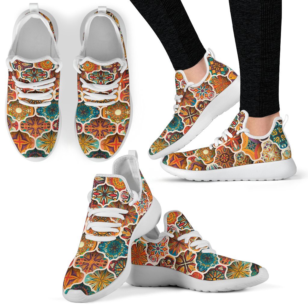 Ethnic Mandala Bohemian Pattern Print Mesh Knit Shoes GearFrost