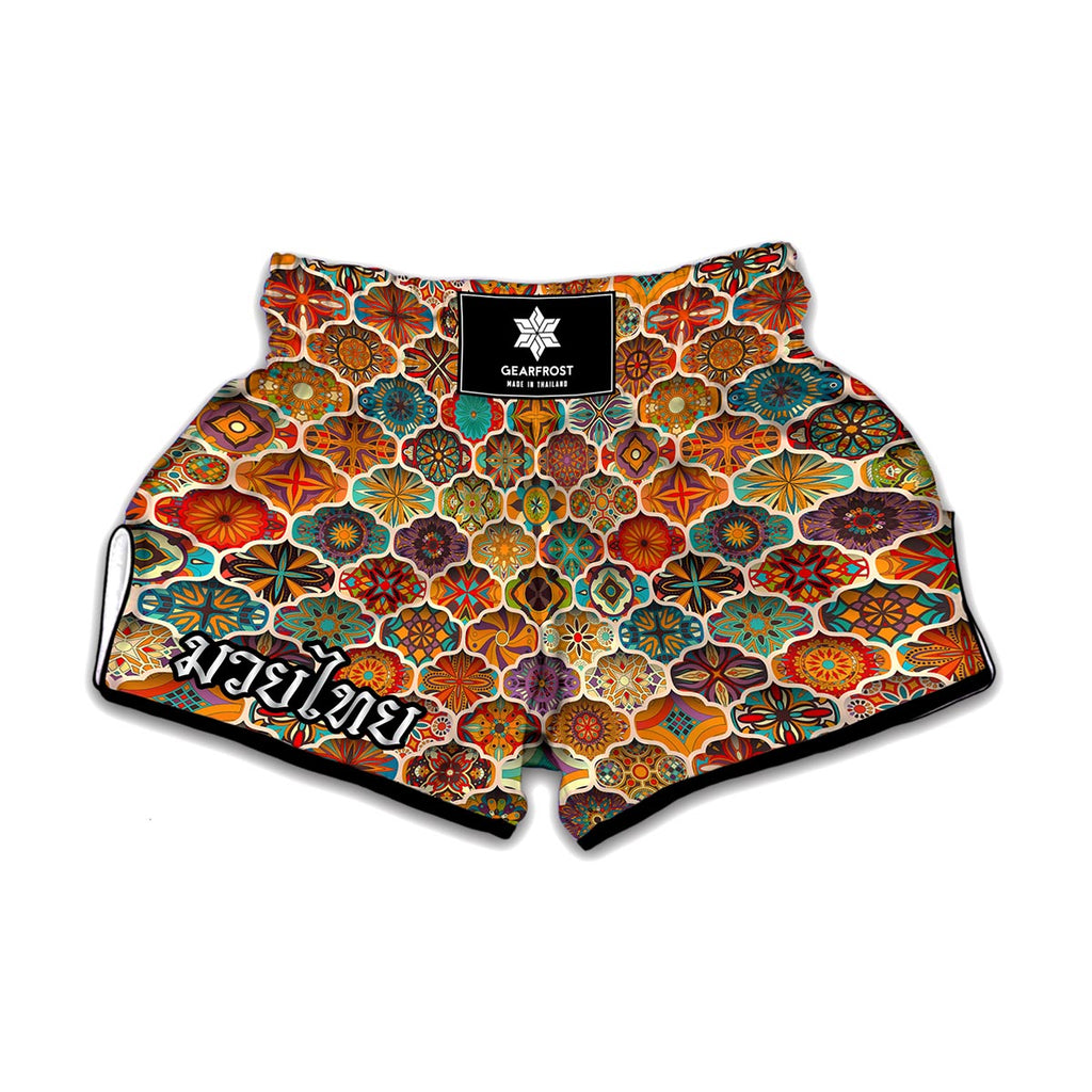 Ethnic Mandala Bohemian Pattern Print Muay Thai Boxing Shorts