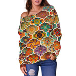 Ethnic Mandala Bohemian Pattern Print Off Shoulder Sweatshirt GearFrost