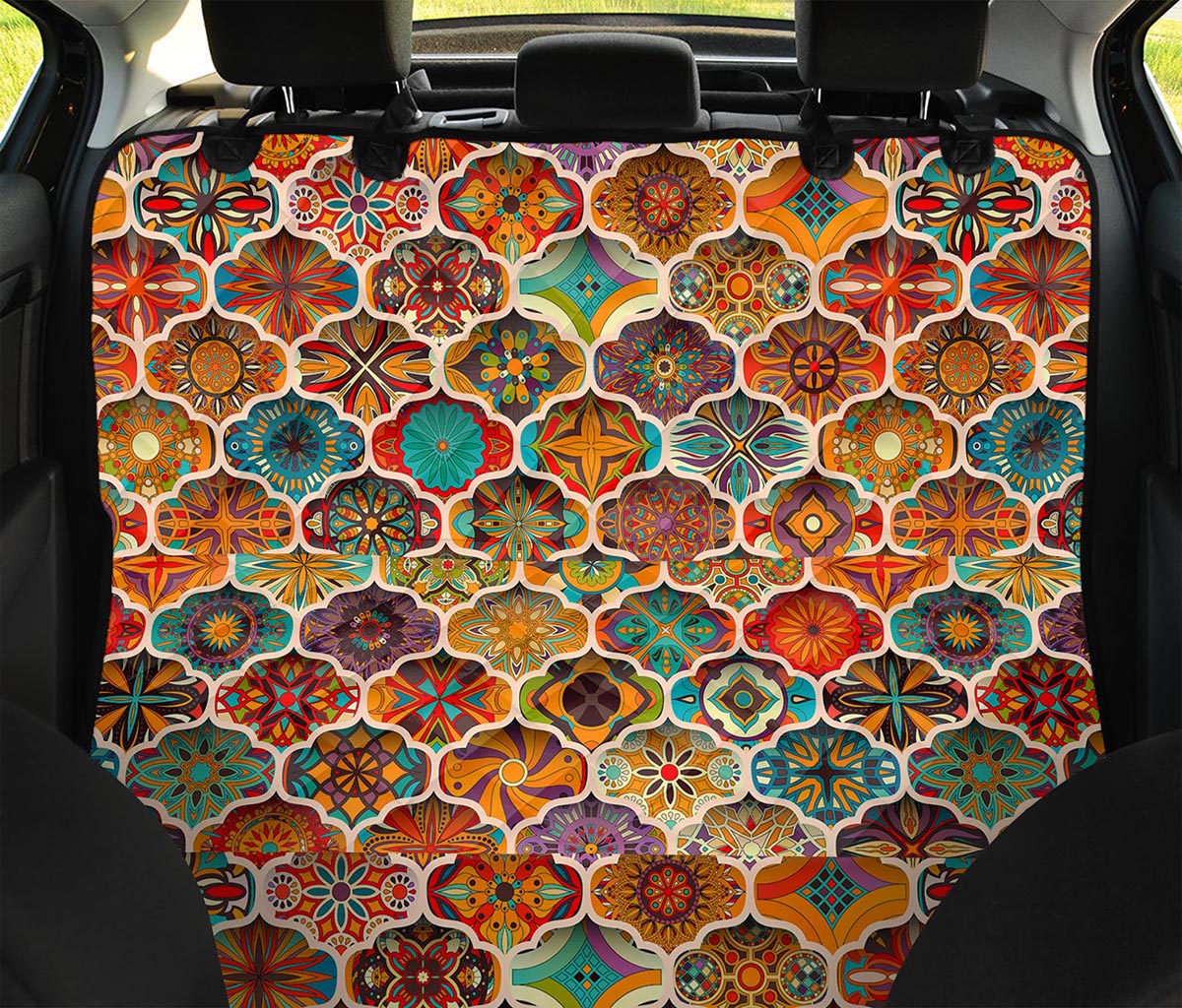Ethnic Mandala Bohemian Pattern Print Pet Car Back Seat Cover