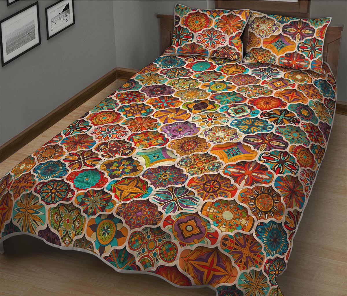 Ethnic Mandala Bohemian Pattern Print Quilt Bed Set