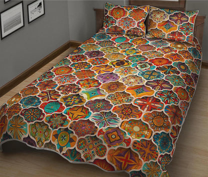 Ethnic Mandala Bohemian Pattern Print Quilt Bed Set