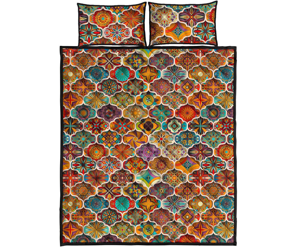 Ethnic Mandala Bohemian Pattern Print Quilt Bed Set