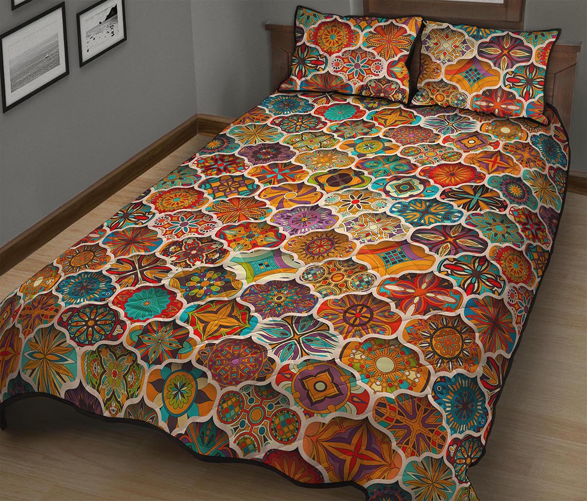 Ethnic Mandala Bohemian Pattern Print Quilt Bed Set
