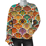 Ethnic Mandala Bohemian Pattern Print Women's Crewneck Sweatshirt GearFrost