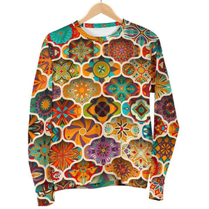 Ethnic Mandala Bohemian Pattern Print Women's Crewneck Sweatshirt GearFrost