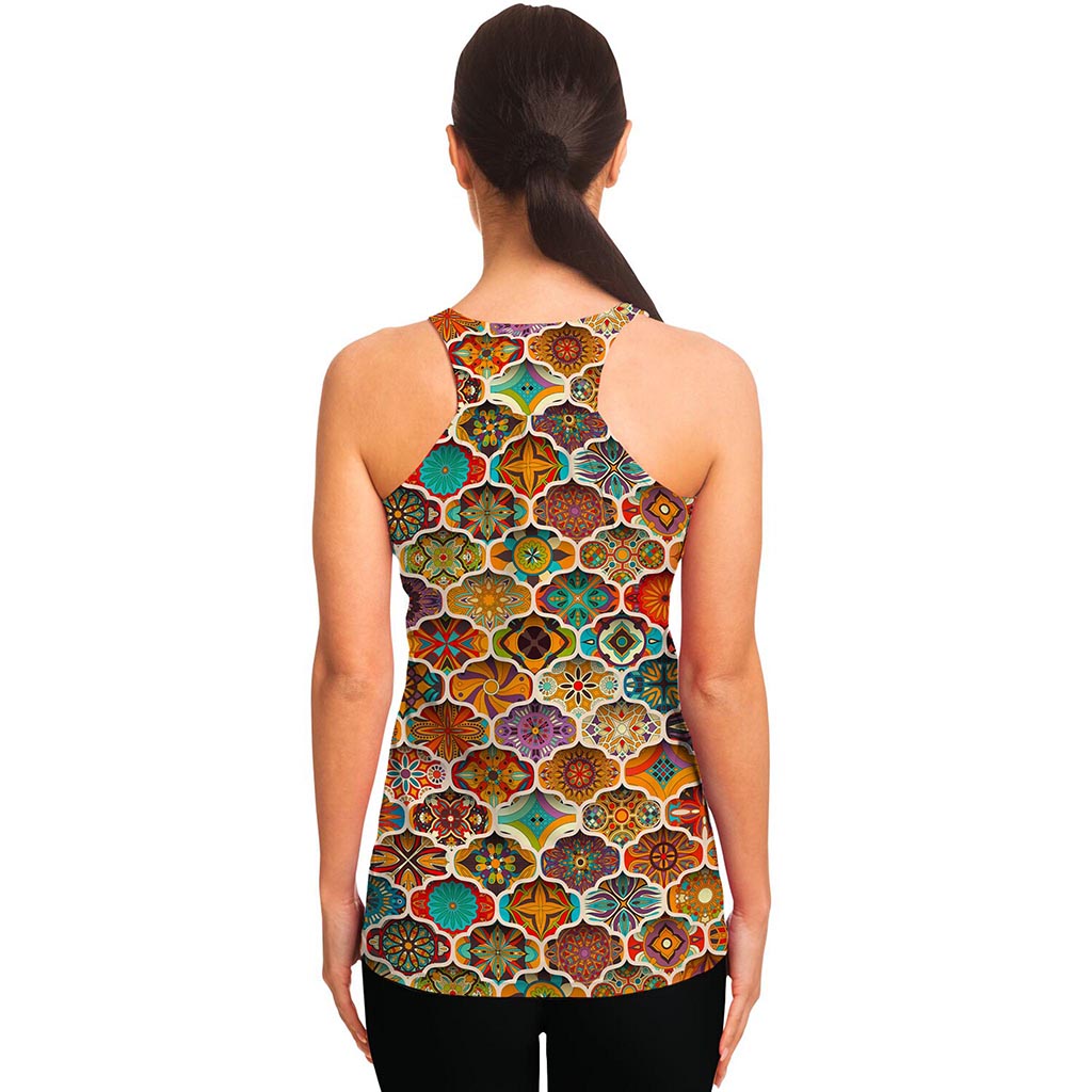 Ethnic Mandala Bohemian Pattern Print Women's Racerback Tank Top