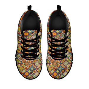 Ethnic Mandala Patchwork Pattern Print Black Sneakers