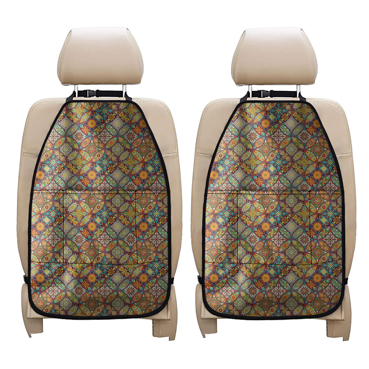 Ethnic Mandala Patchwork Pattern Print Car Seat Organizers