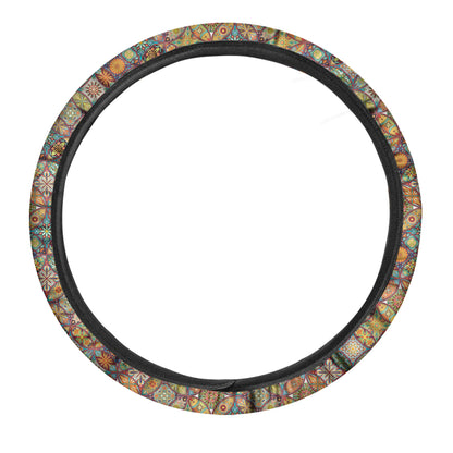 Ethnic Mandala Patchwork Pattern Print Car Steering Wheel Cover
