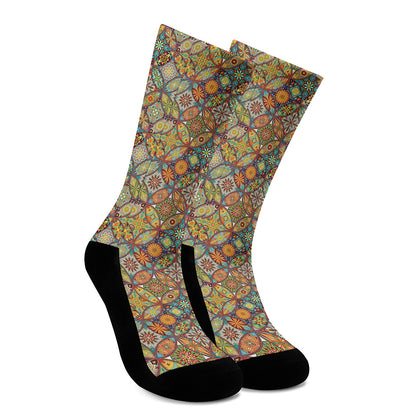 Ethnic Mandala Patchwork Pattern Print Crew Socks