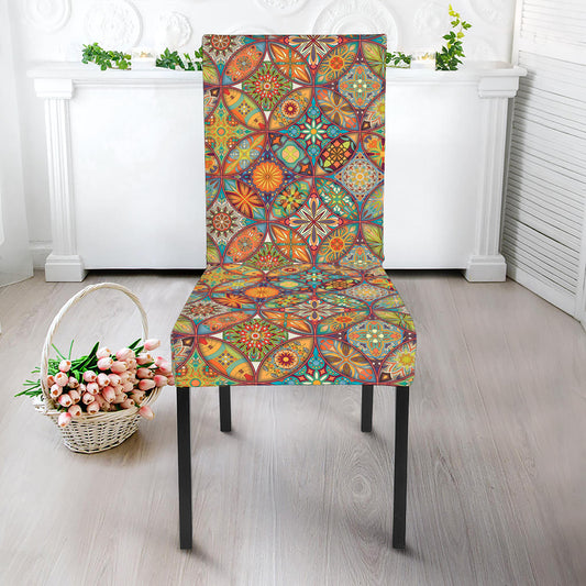 Ethnic Mandala Patchwork Pattern Print Dining Chair Slipcover