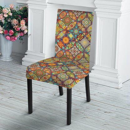 Ethnic Mandala Patchwork Pattern Print Dining Chair Slipcover
