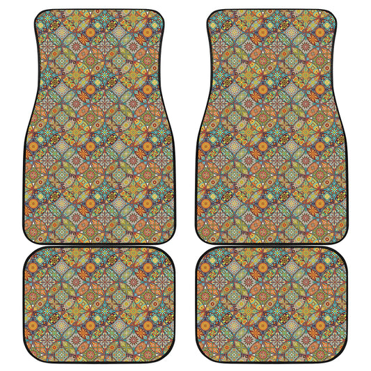 Ethnic Mandala Patchwork Pattern Print Front and Back Car Floor Mats