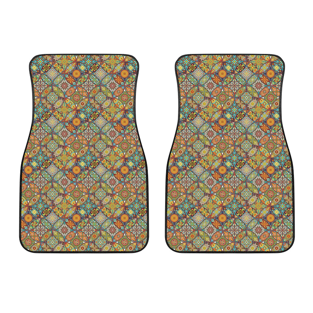 Ethnic Mandala Patchwork Pattern Print Front Car Floor Mats