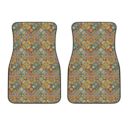 Ethnic Mandala Patchwork Pattern Print Front Car Floor Mats